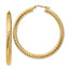 14k 4x50mm Diamond-cut Round Hoop Earrings