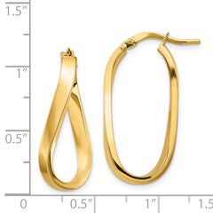 14k Polished 3mm Wavy Hoop Earrings