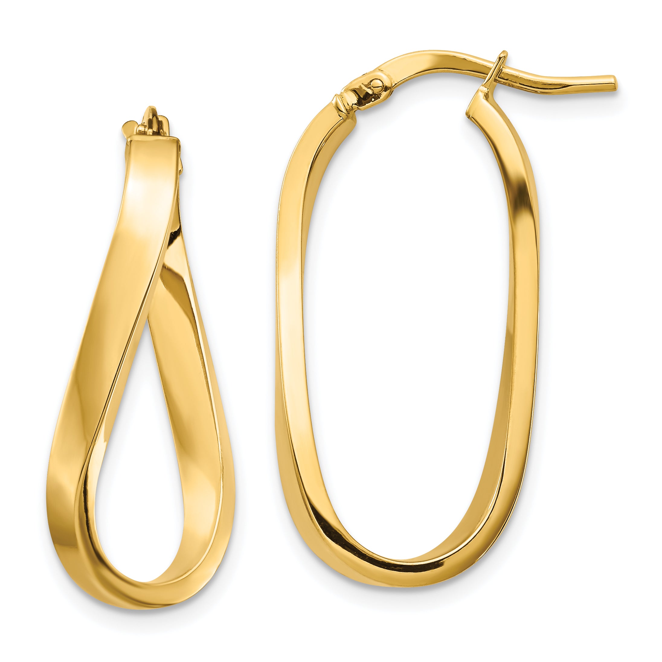 14k Polished 3mm Wavy Hoop Earrings Main image