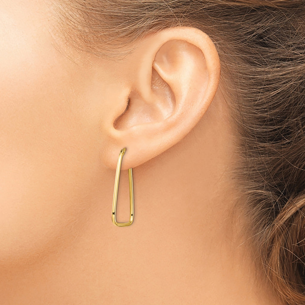 14k 1.5mm Polished Triangle Dangle Hoop Earrings