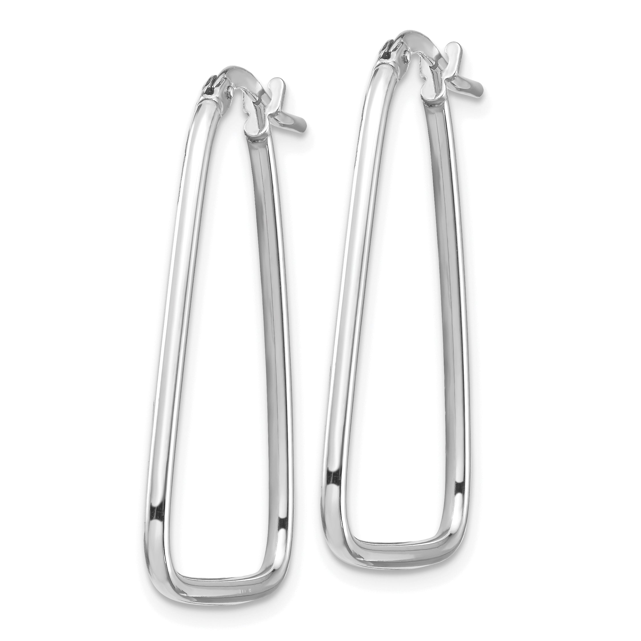 14k 1.5mm White Gold Polished Triangle Dangle Hoop Earrings Secondary image