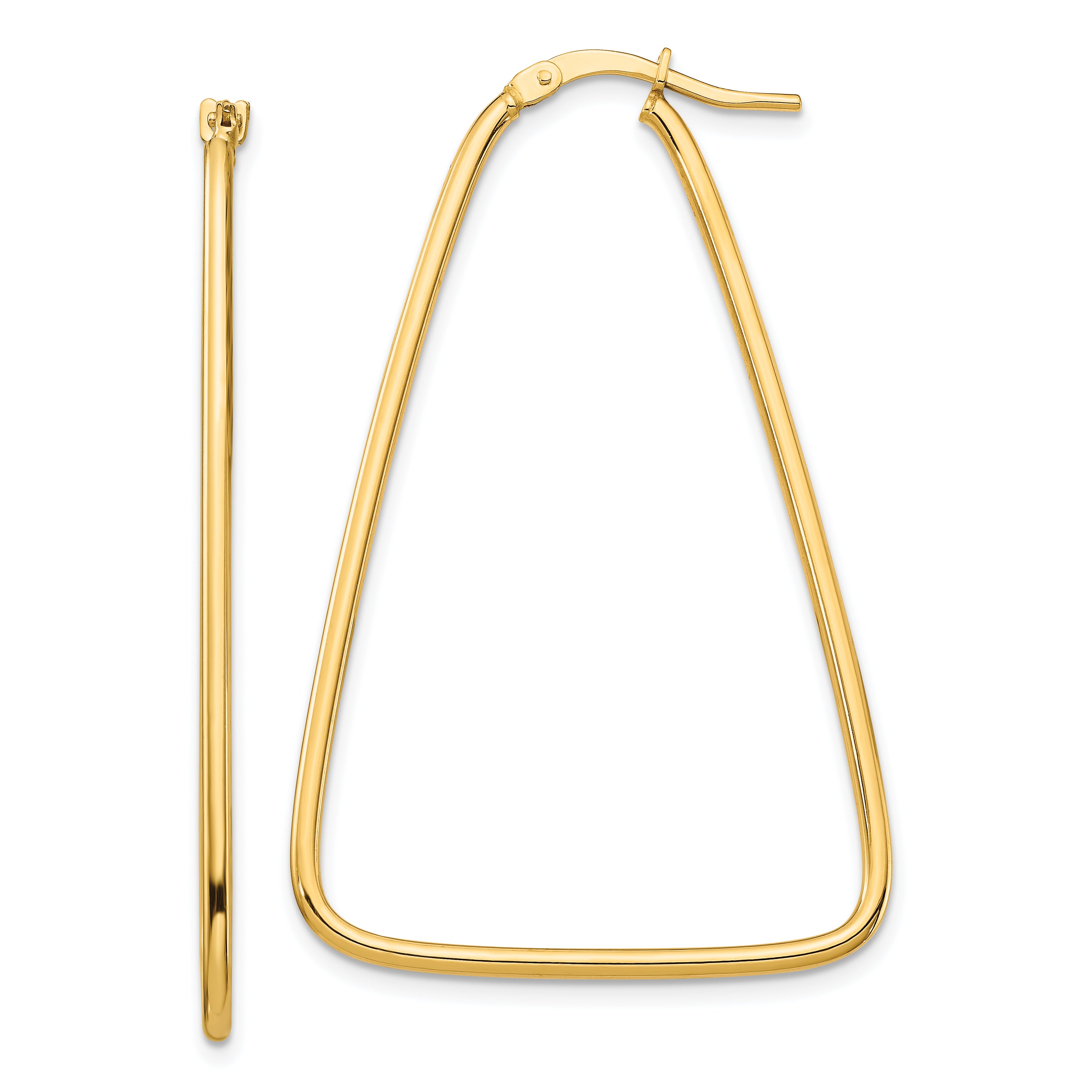 14k 1.5mm Polished Large Triangle Dangle Hoop Earrings Main image