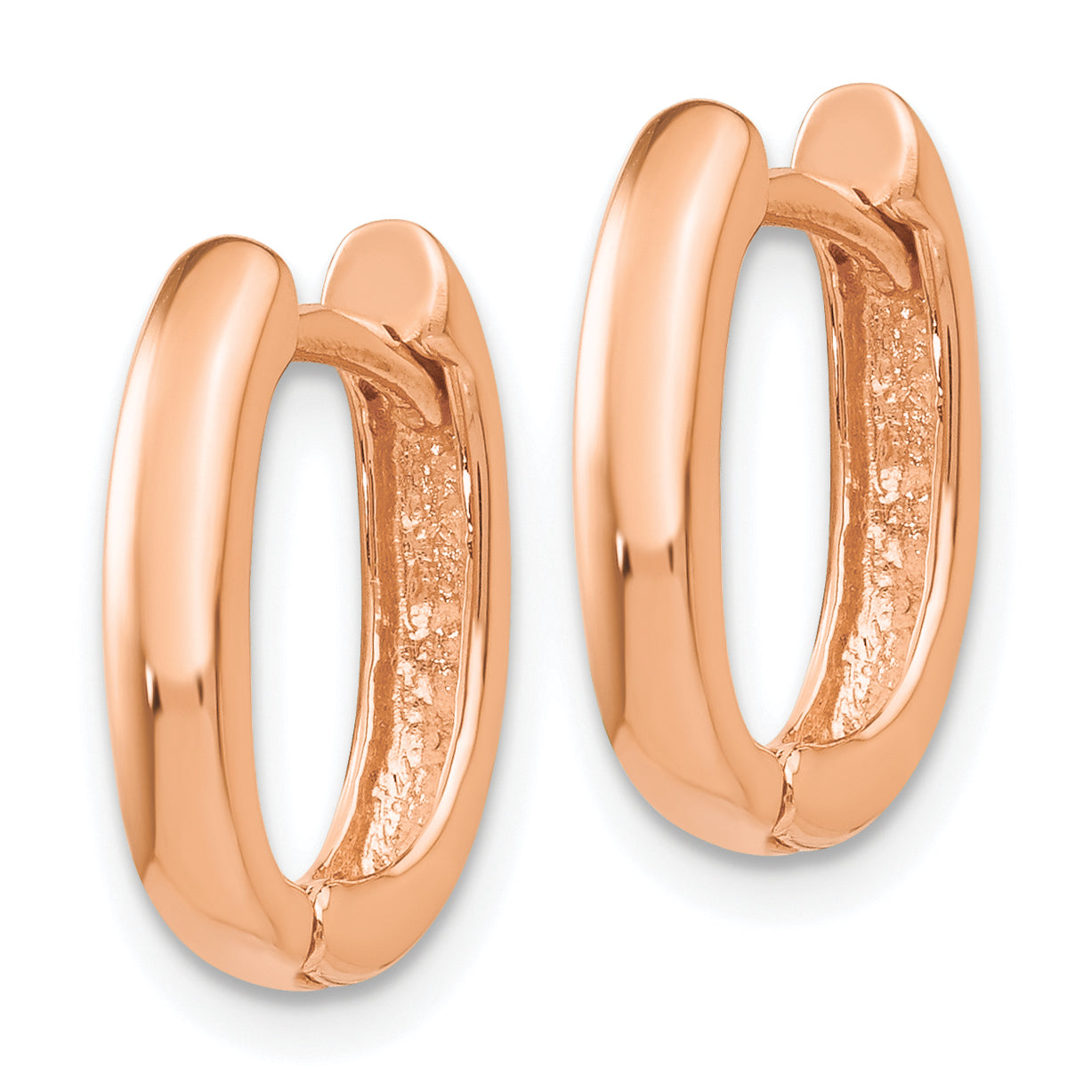 14k Rose Gold Oval Hinged Hoop Earrings Secondary image