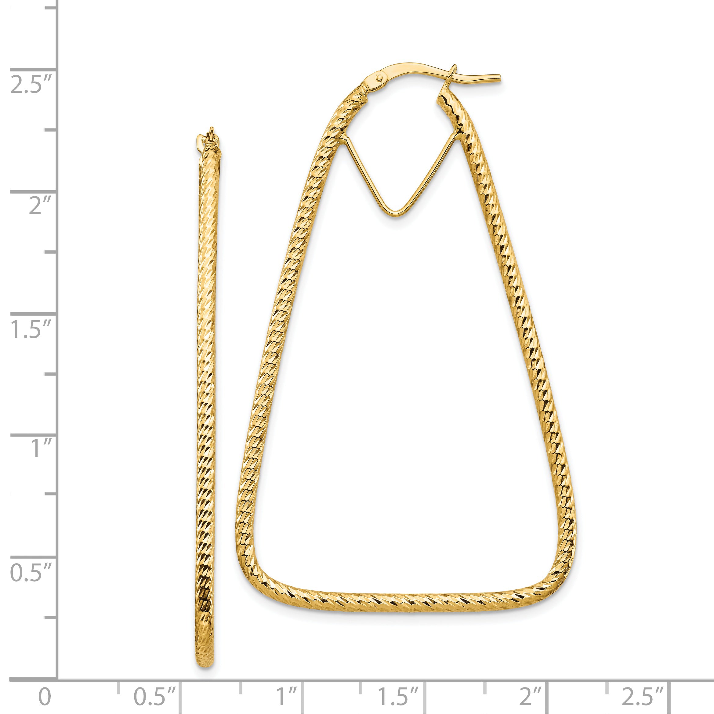 14k Polished & Diamond-cut Double Triangle Hoop Earrings