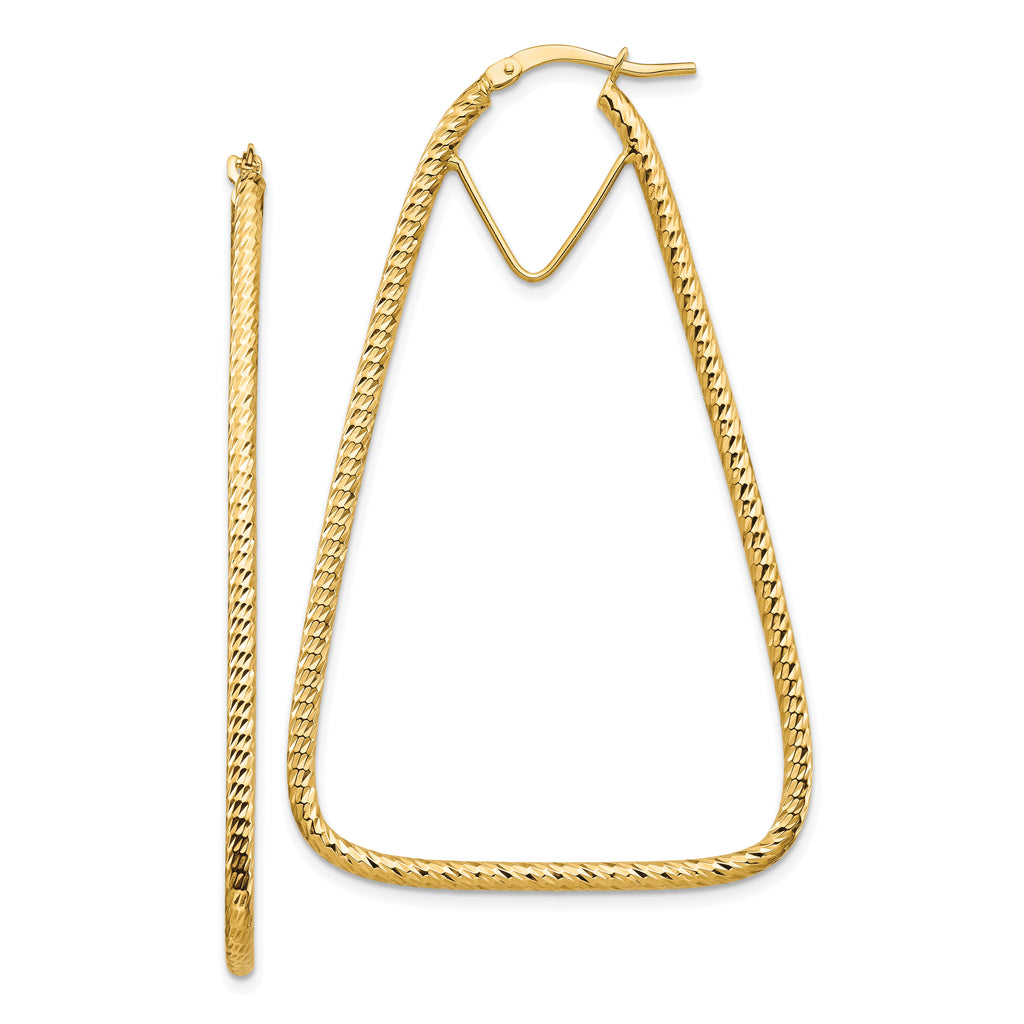 14k Polished & Diamond-cut Double Triangle Hoop Earrings