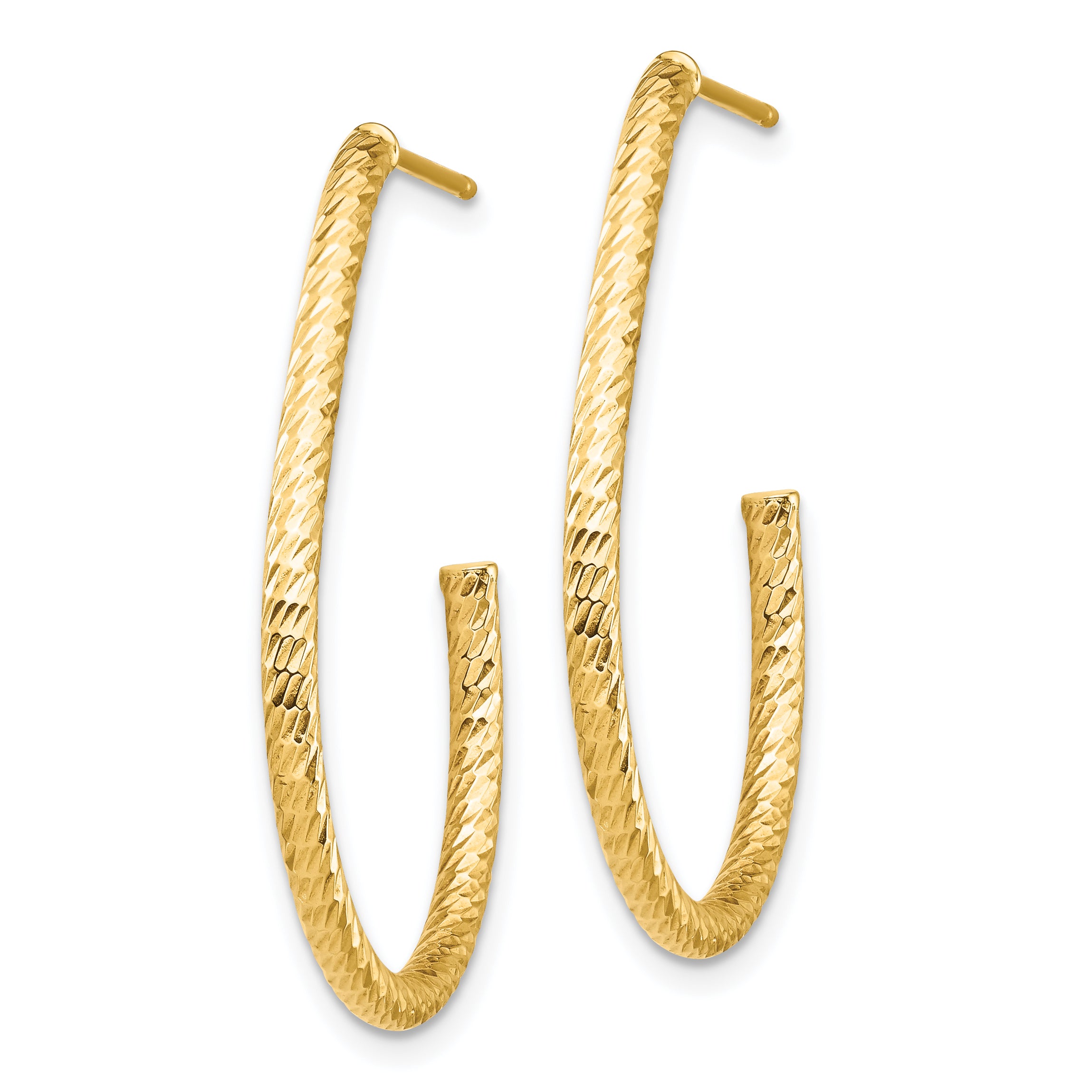 14k Polished Diamond-cut Post Dangle Earrings Secondary image
