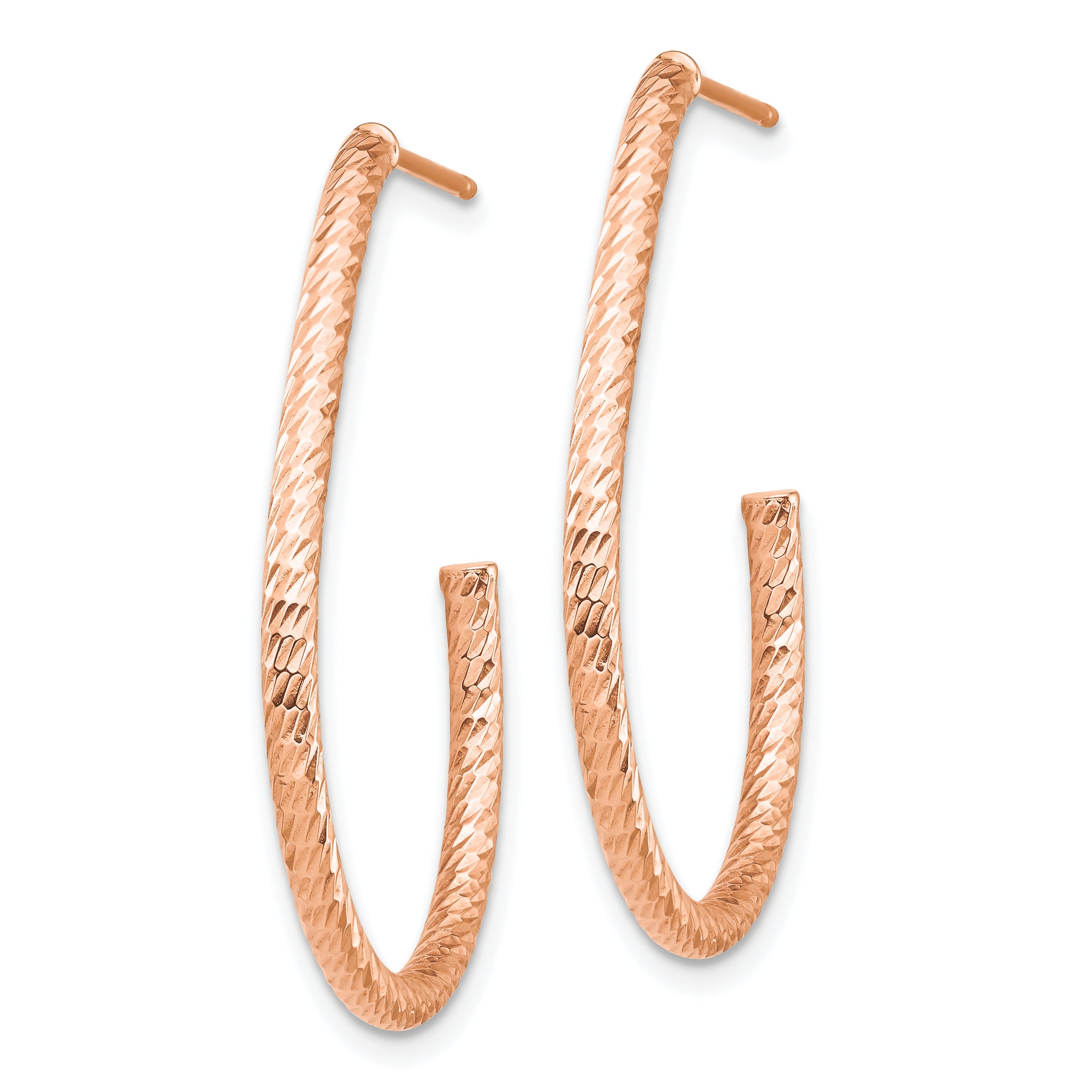 14k Rose Gold Polished Diamond-cut Post Dangle Earrings Secondary image