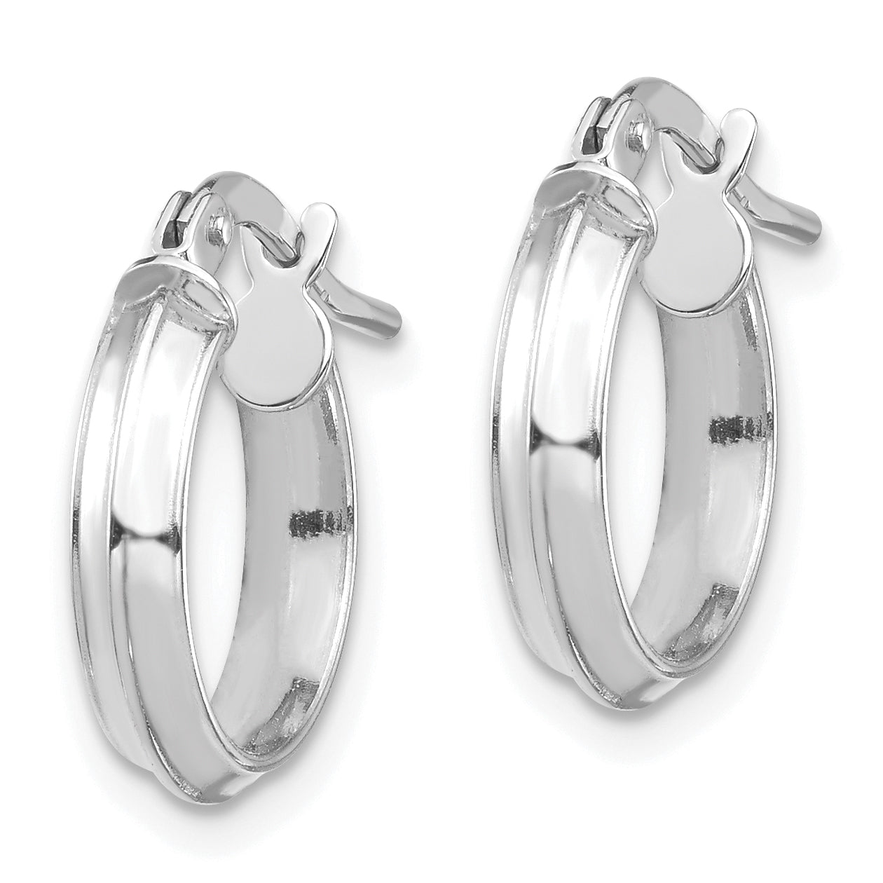 14k White Gold Polished Small 3mm Hoop Earrings Secondary image