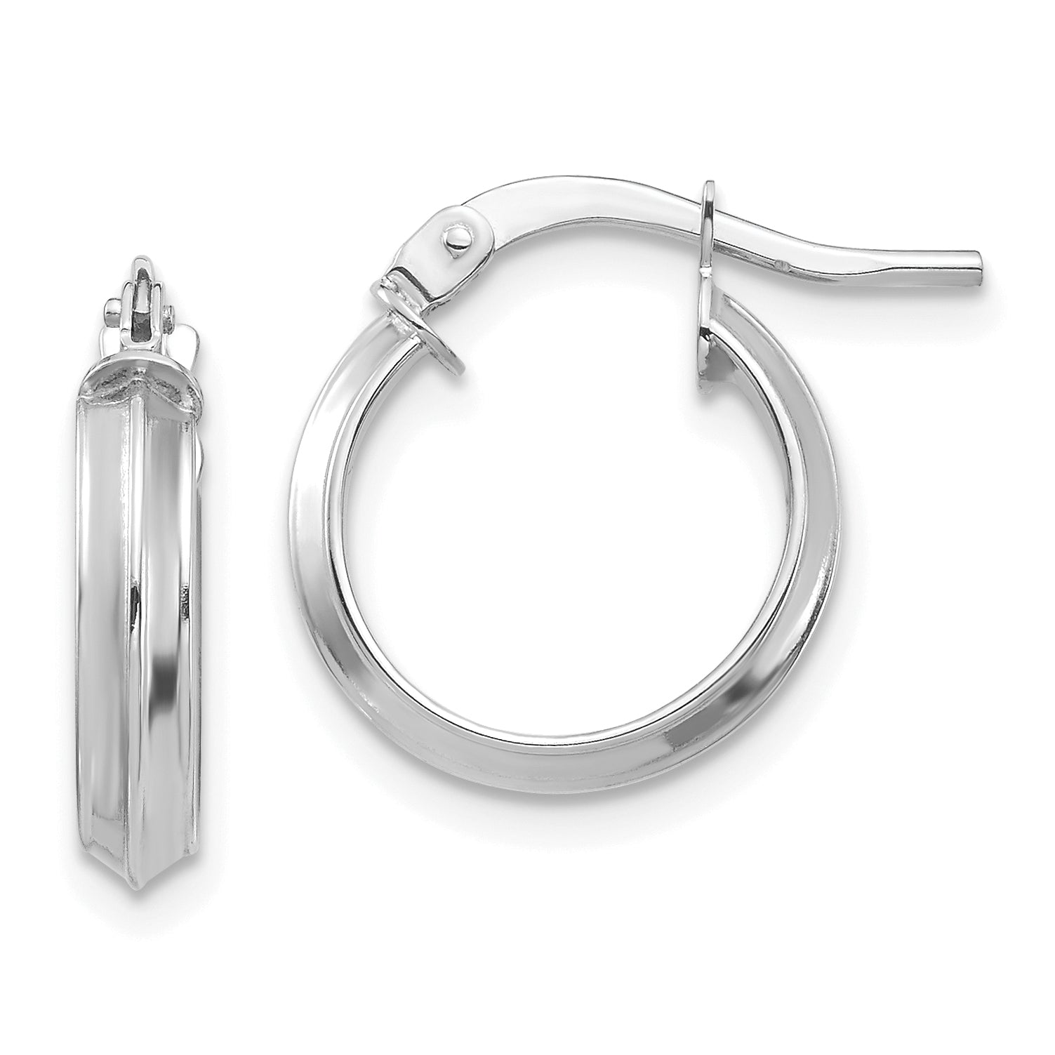 14k White Gold Polished Small 3mm Hoop Earrings Main image