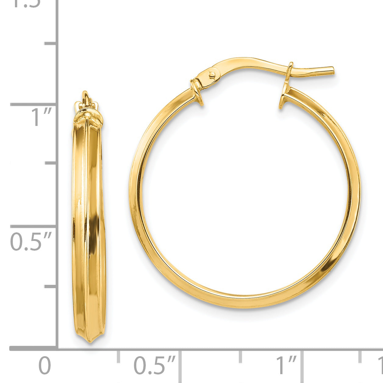 14k Polished Large 3mm Hoop Earrings