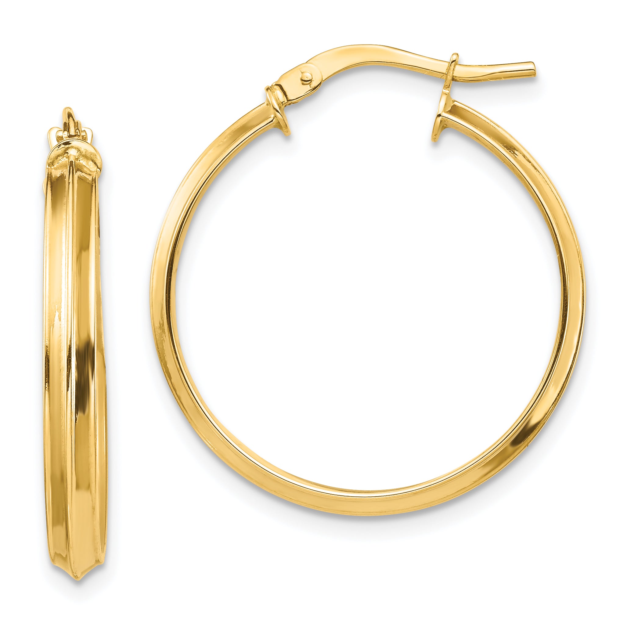 14k Polished Large 3mm Hoop Earrings