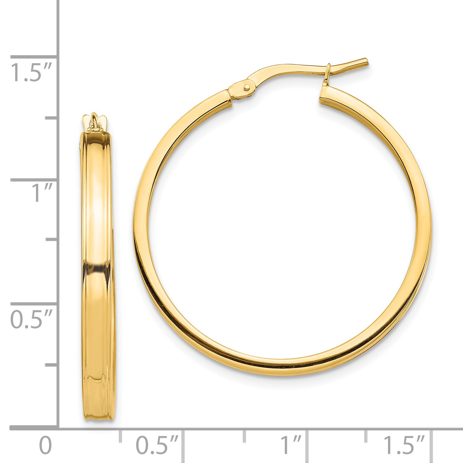 14k Polished 3mm Square Tube Hoop Earrings