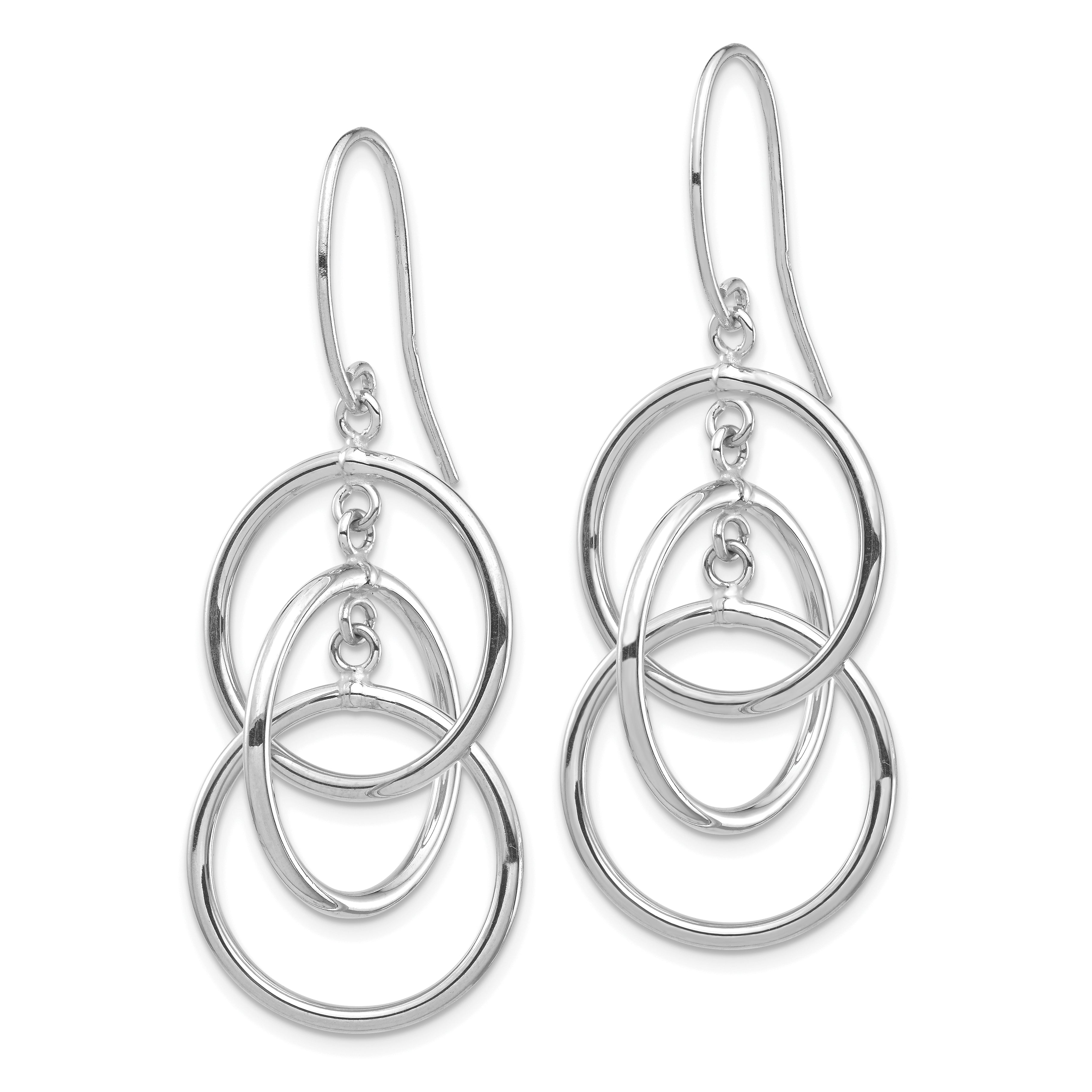 14k White Gold Polished Circles Dangle Earrings