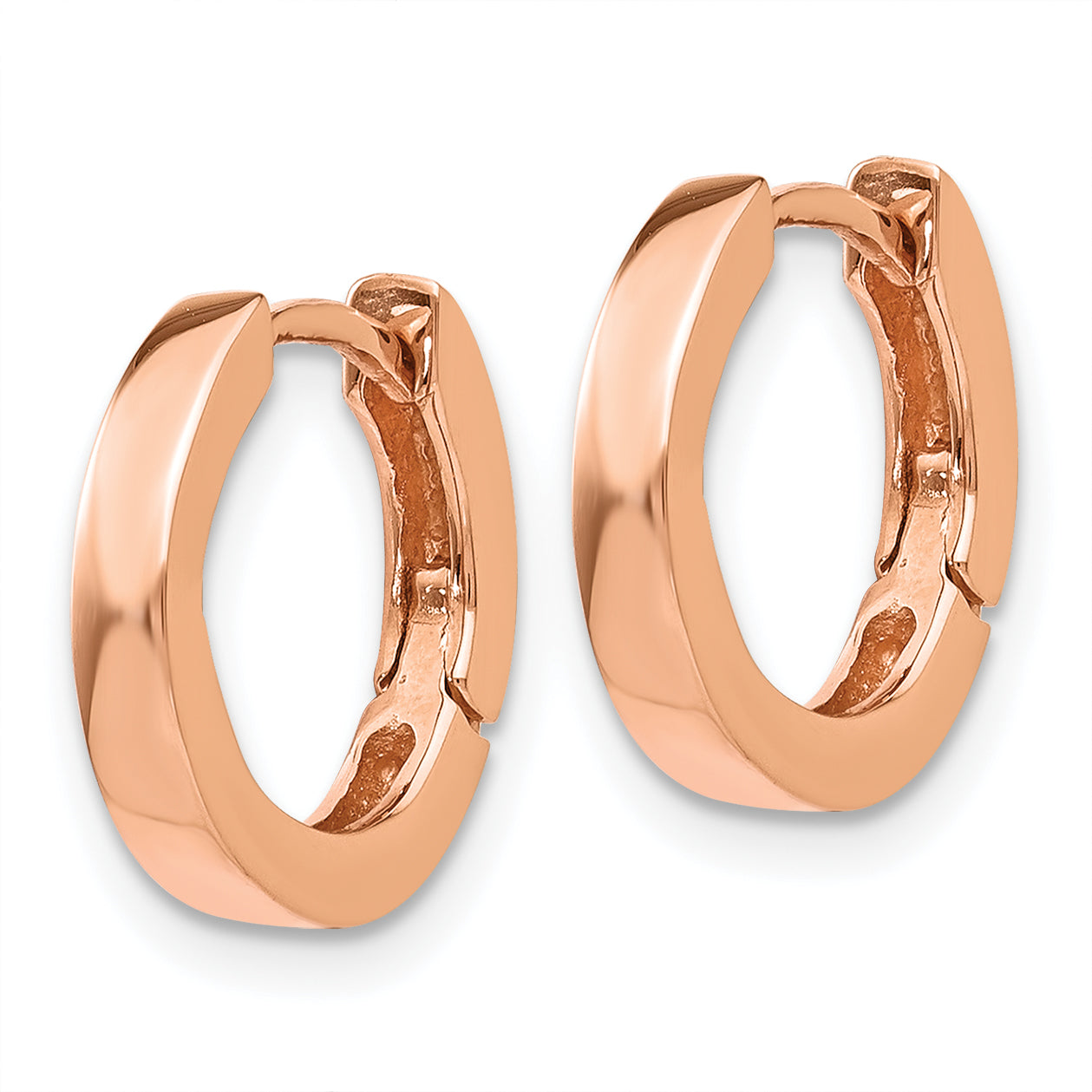 14k Rose Gold Round Hinged Hoop Earrings Secondary image