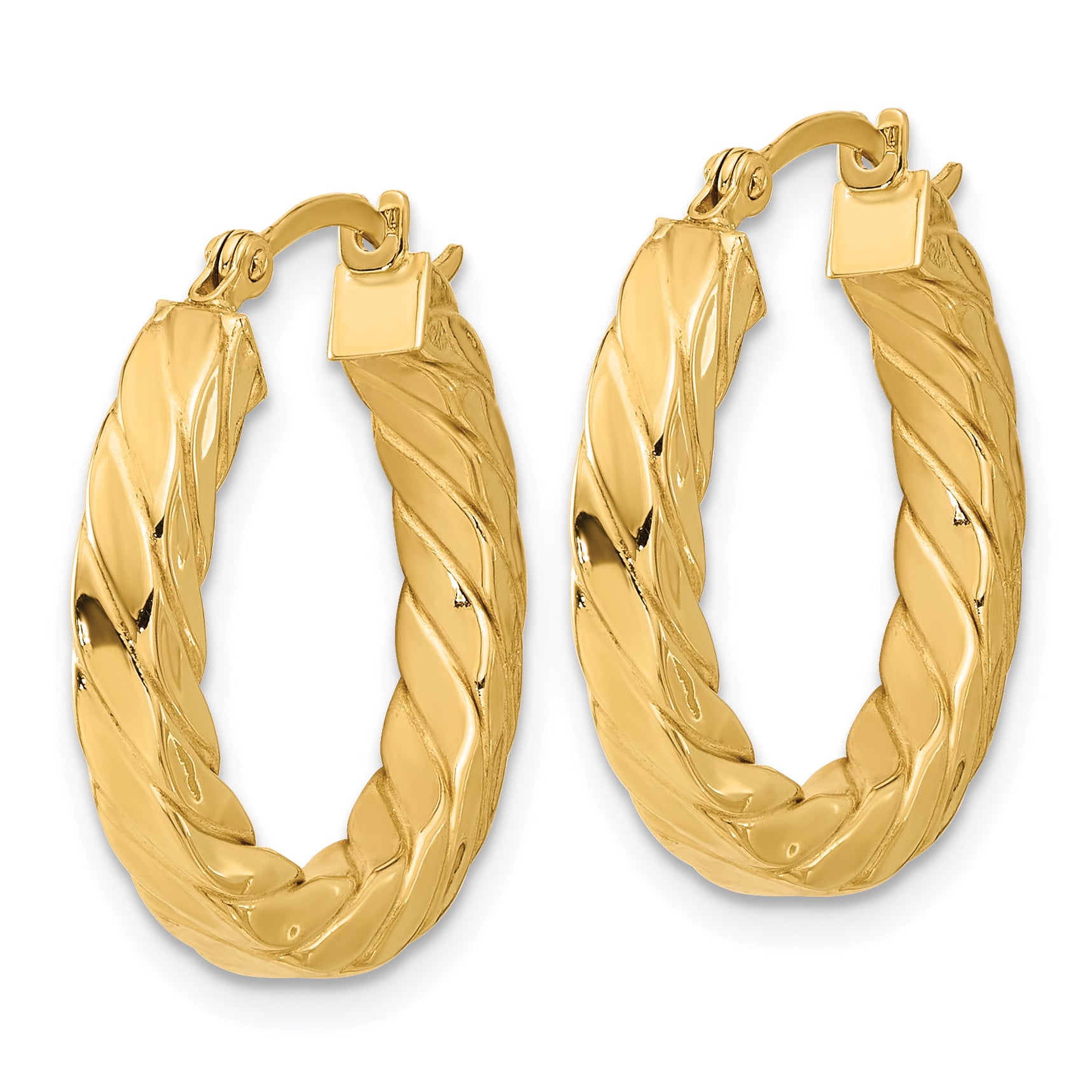 14k Polished Twisted 3mm Hoop Earrings Secondary image
