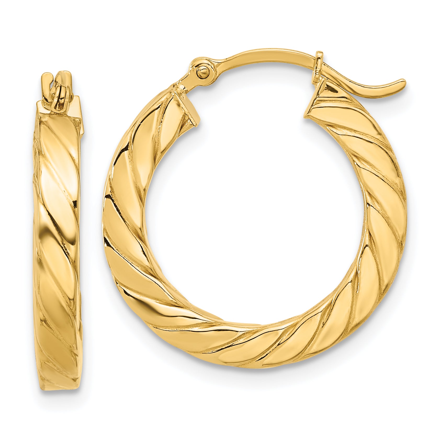 14k Polished Twisted 3mm Hoop Earrings Main image