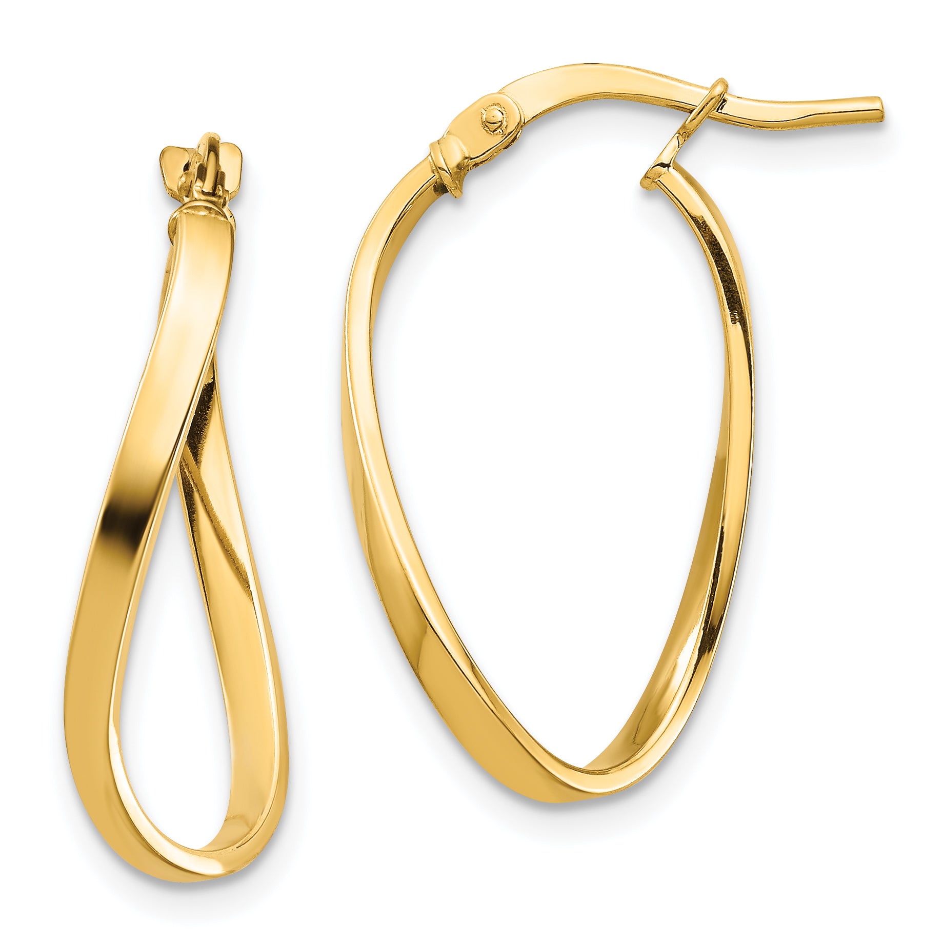 14k Polished 2mm Wavy Hoop Earrings Main image