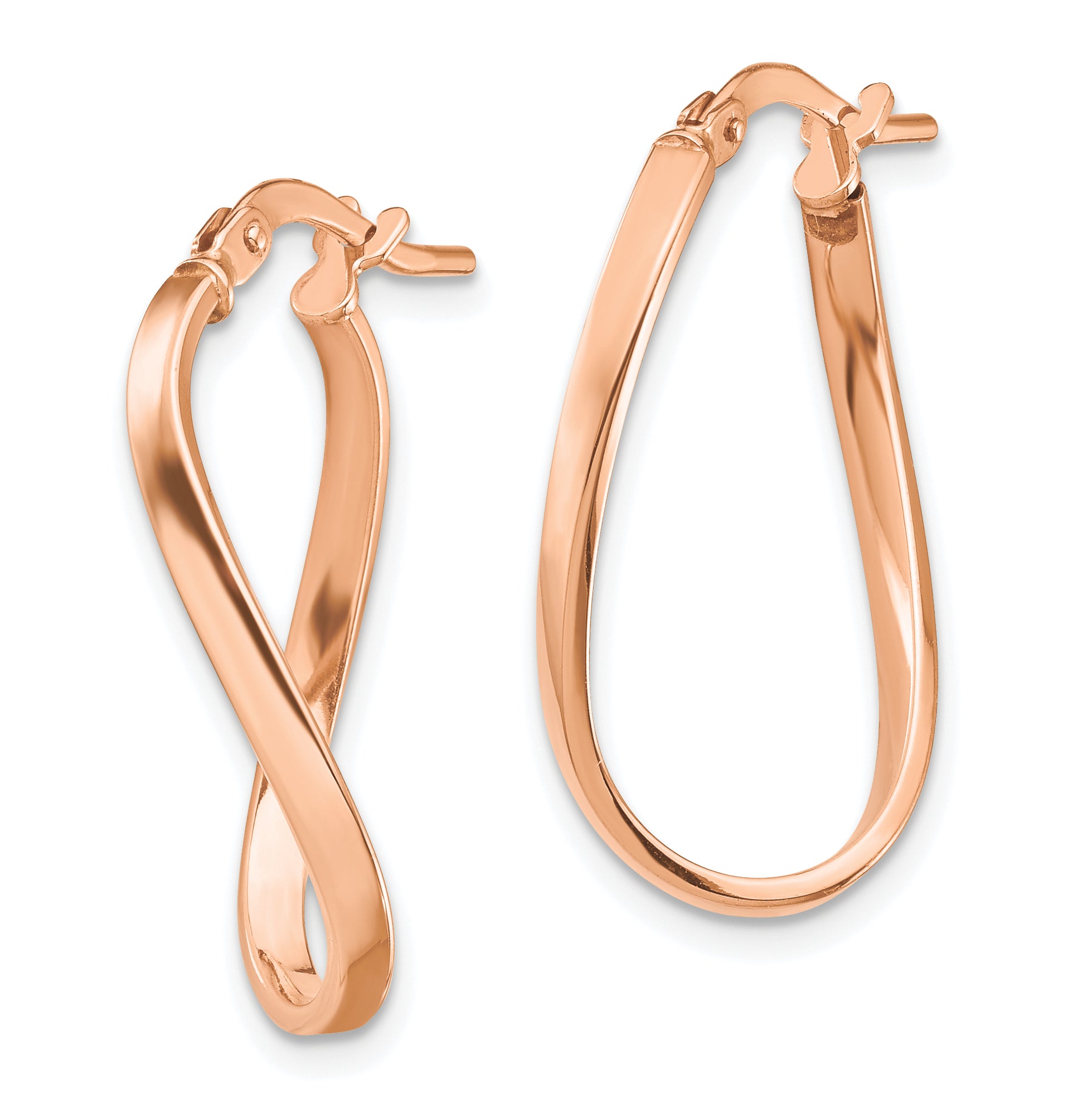 14k Rose Gold Polished 2mm Wavy Hoop Earrings Secondary image