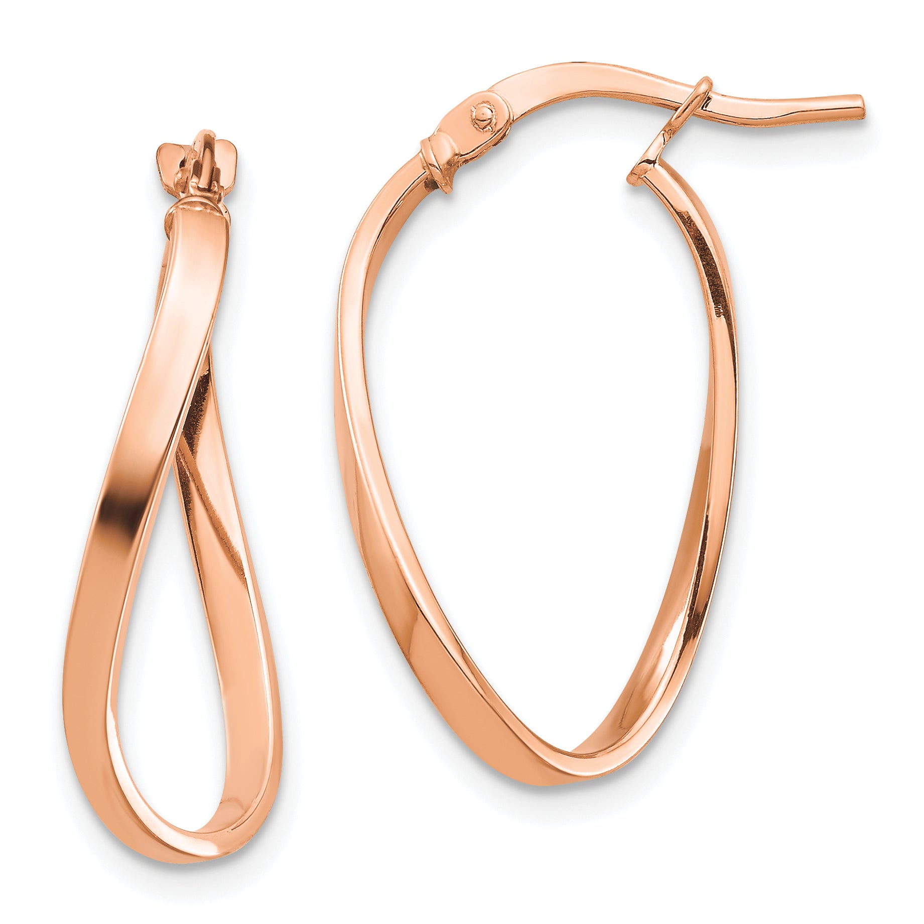 14k Rose Gold Polished 2mm Wavy Hoop Earrings Main image
