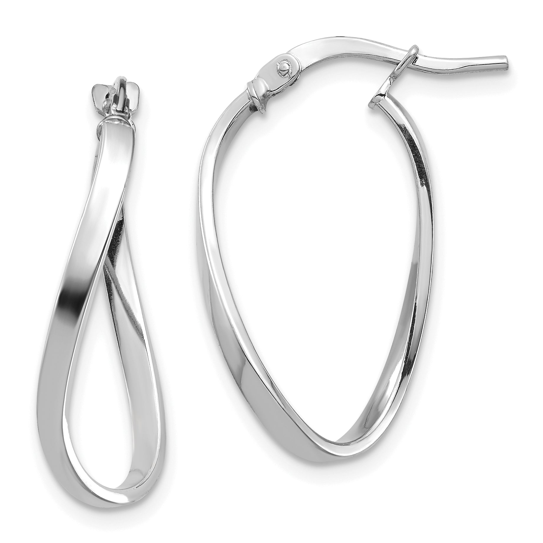 14k White Gold Polished 2mm Wavy Hoop Earrings Main image
