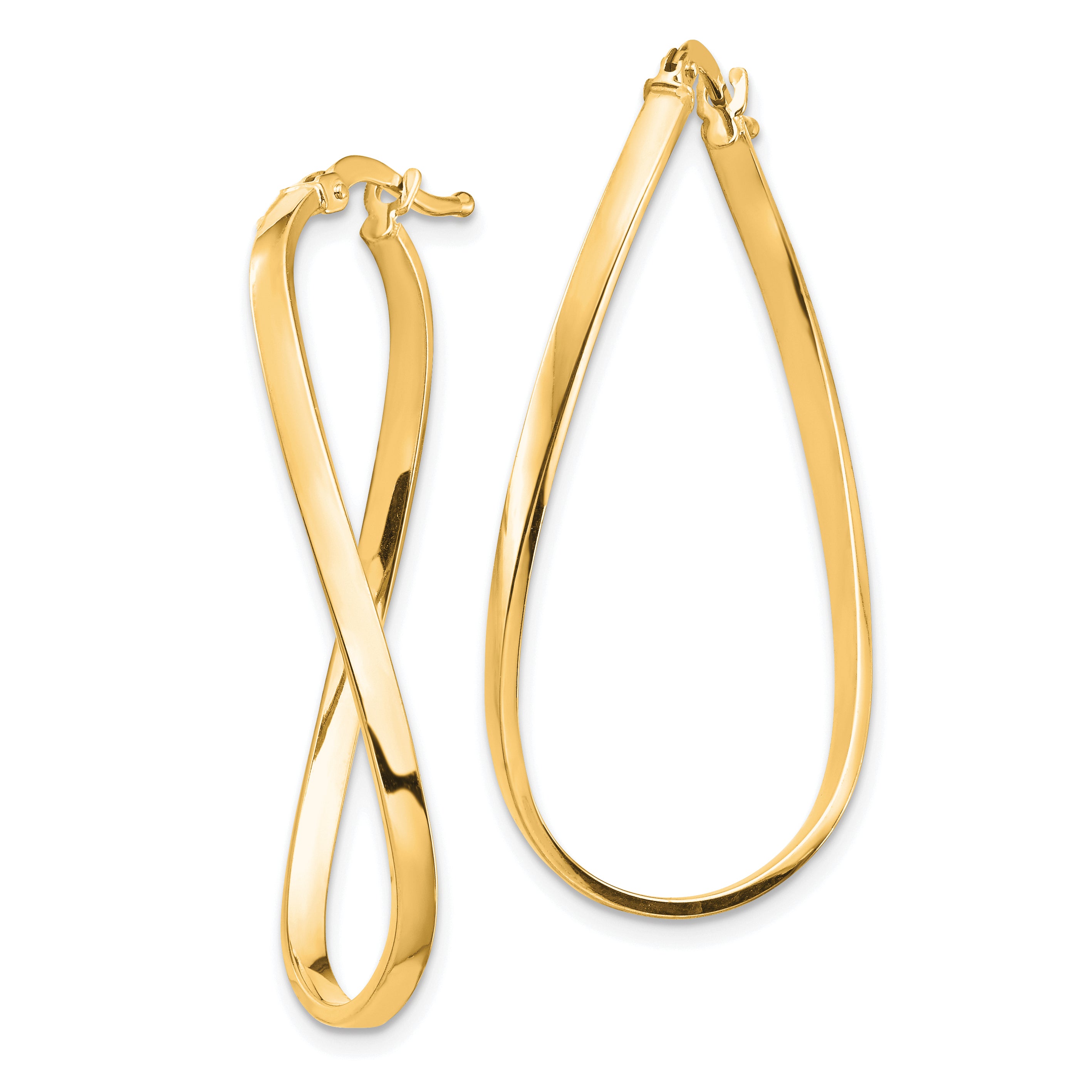 14k Polished 2mm Wavy Hoop Earrings Secondary image