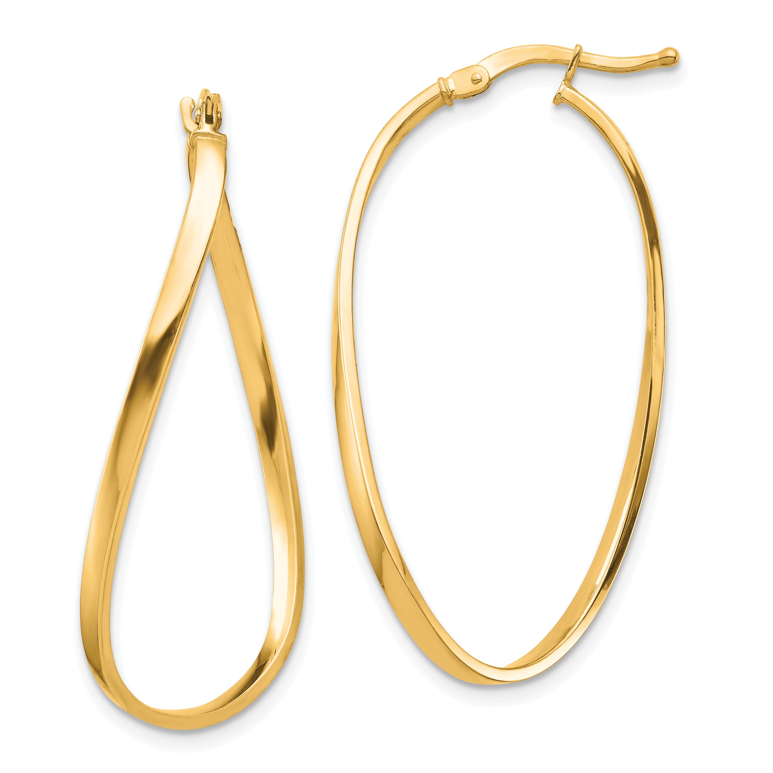 14k Polished 2mm Wavy Hoop Earrings Main image