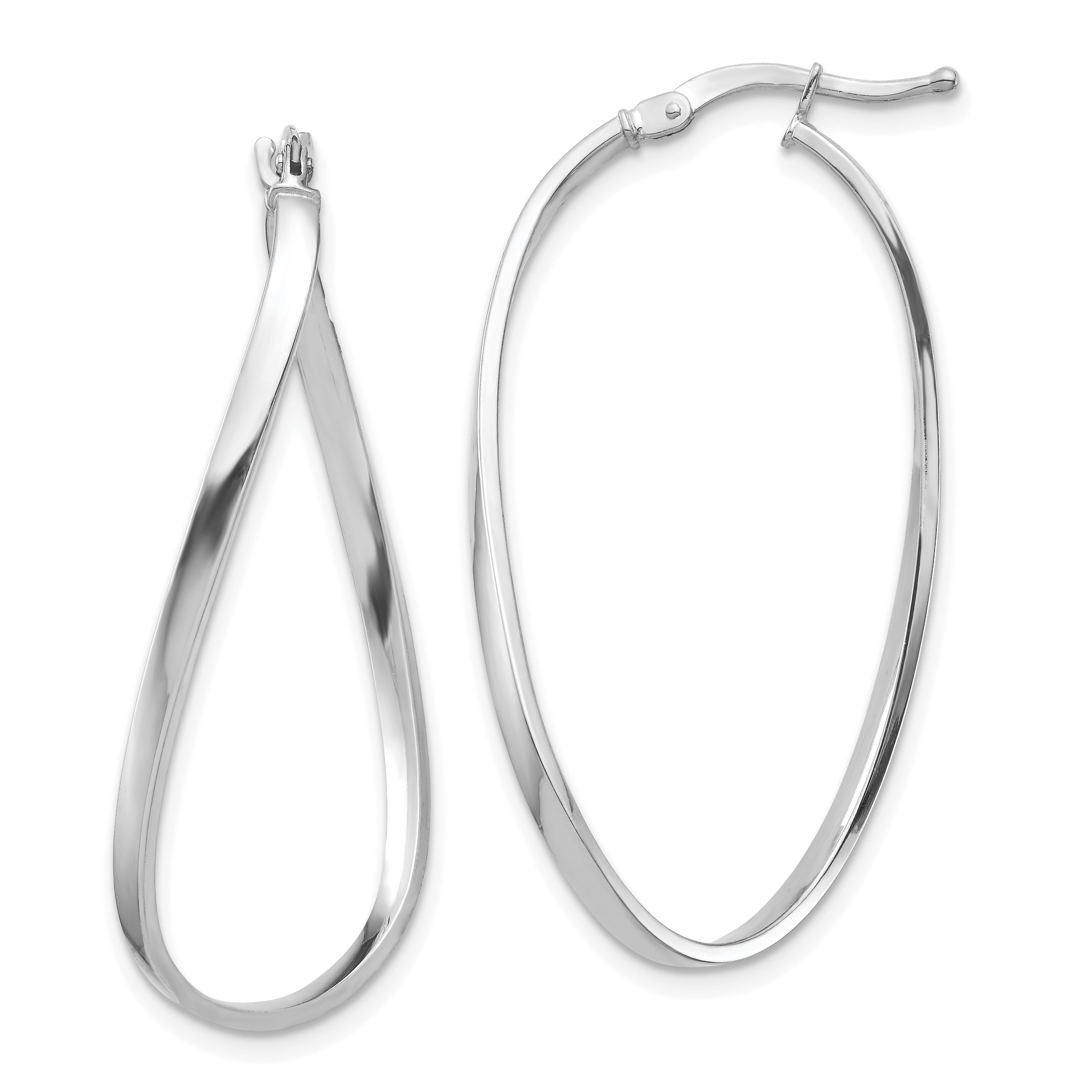 14k White Gold Polished 2mm Wavy Hoop Earrings Main image