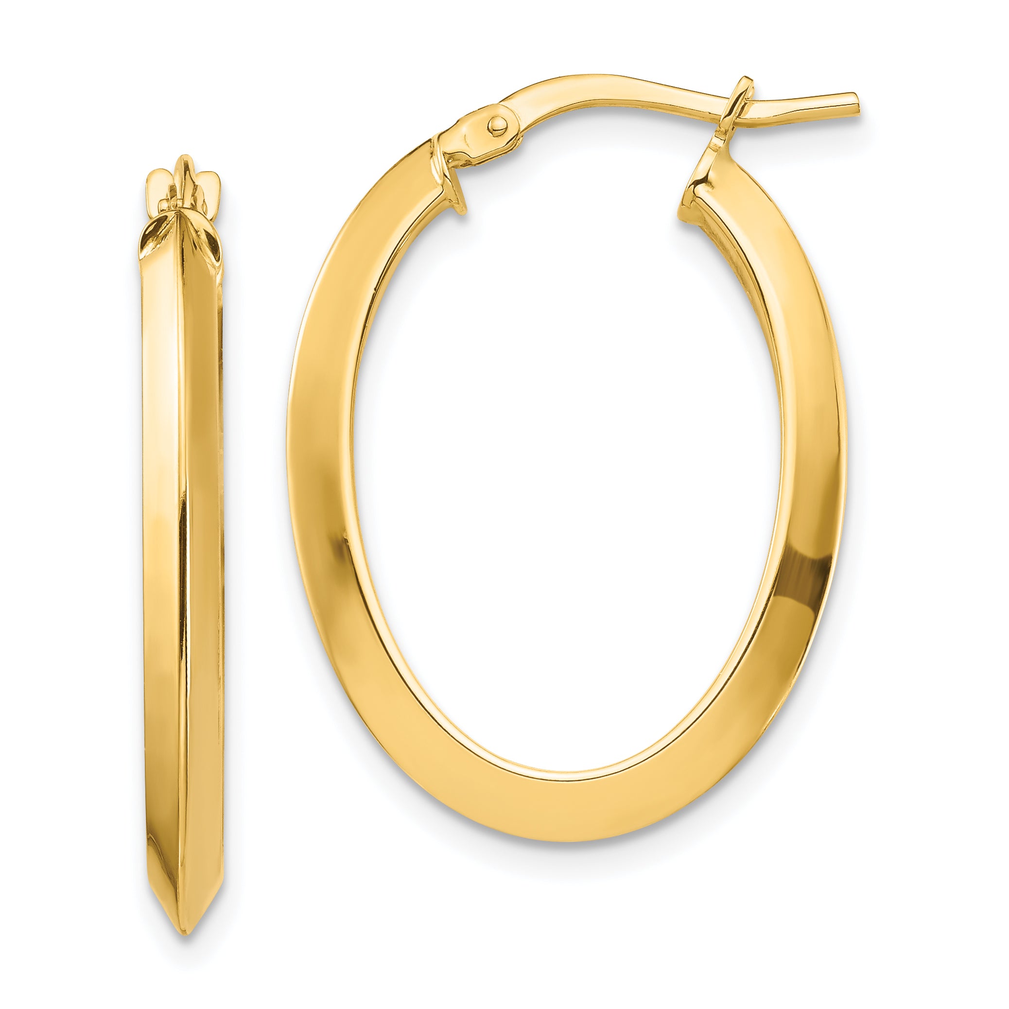 14k Polished 3.5mm Knife Edge Oval Hoop Earrings Main image