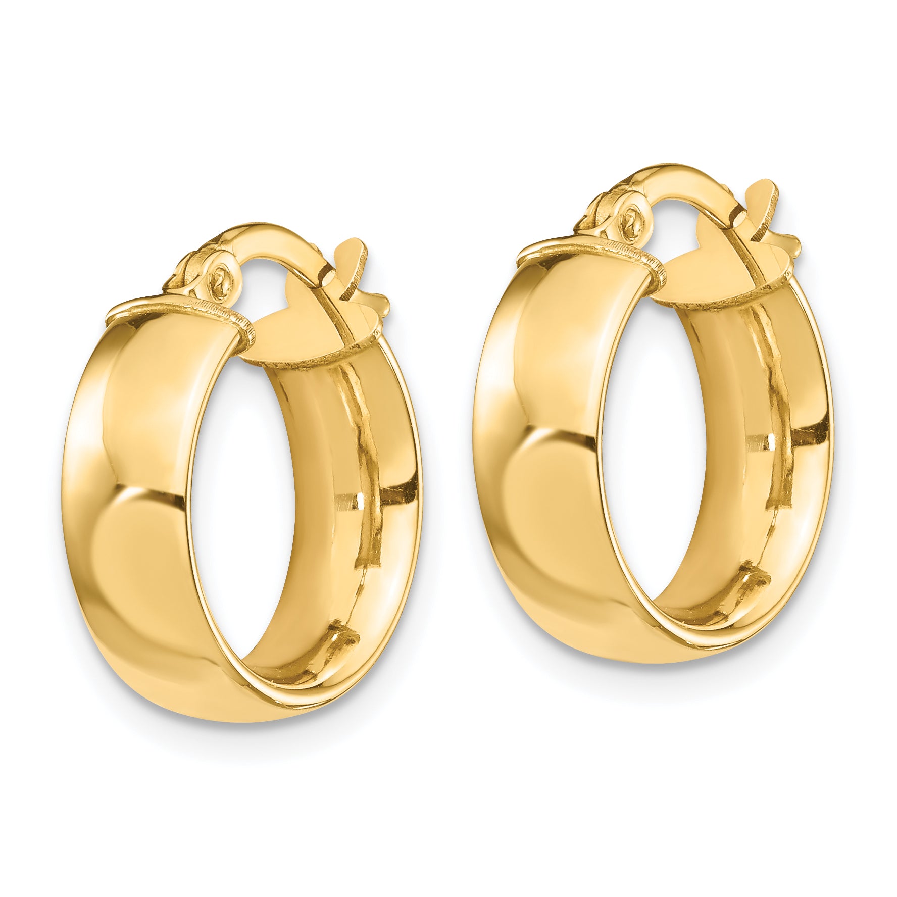 14k High Polished 5mm Hoop Earrings Secondary image