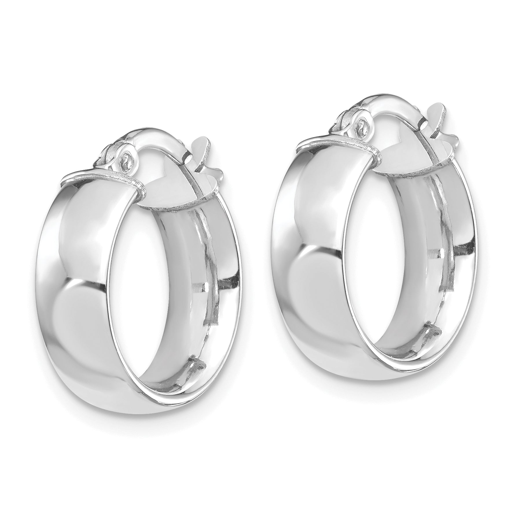 14k White Gold High Polished 5mm Hoop Earrings Secondary image