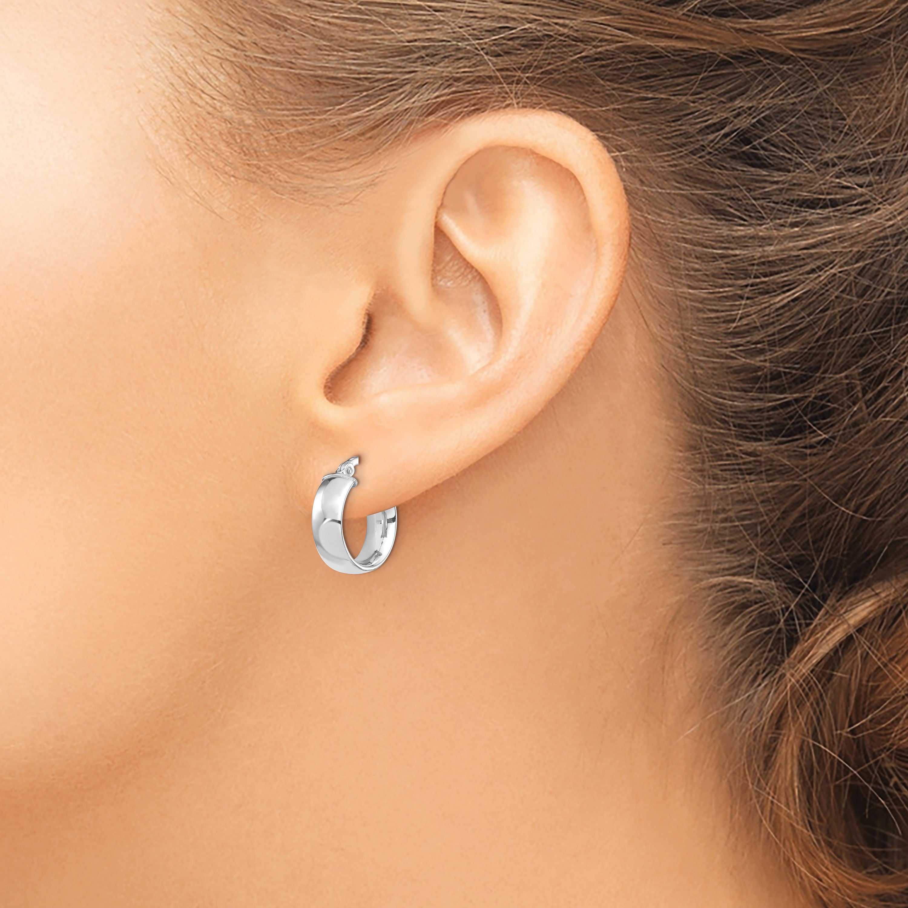 14k White Gold High Polished 5mm Hoop Earrings