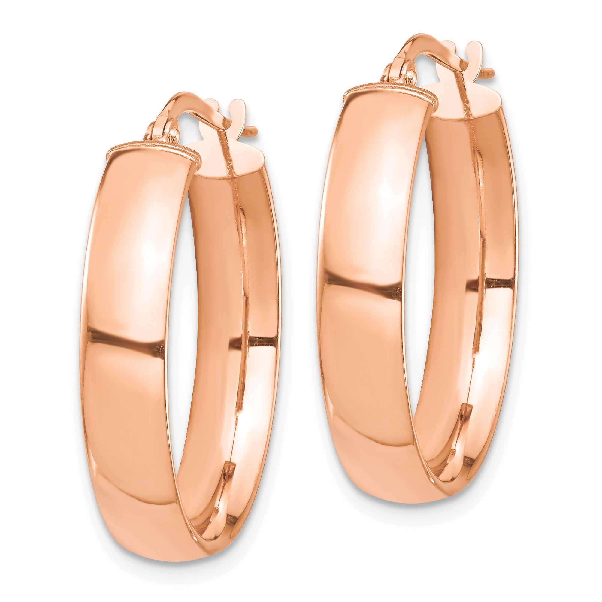14k Rose Gold High Polished 5mm Hoop Earrings Secondary image