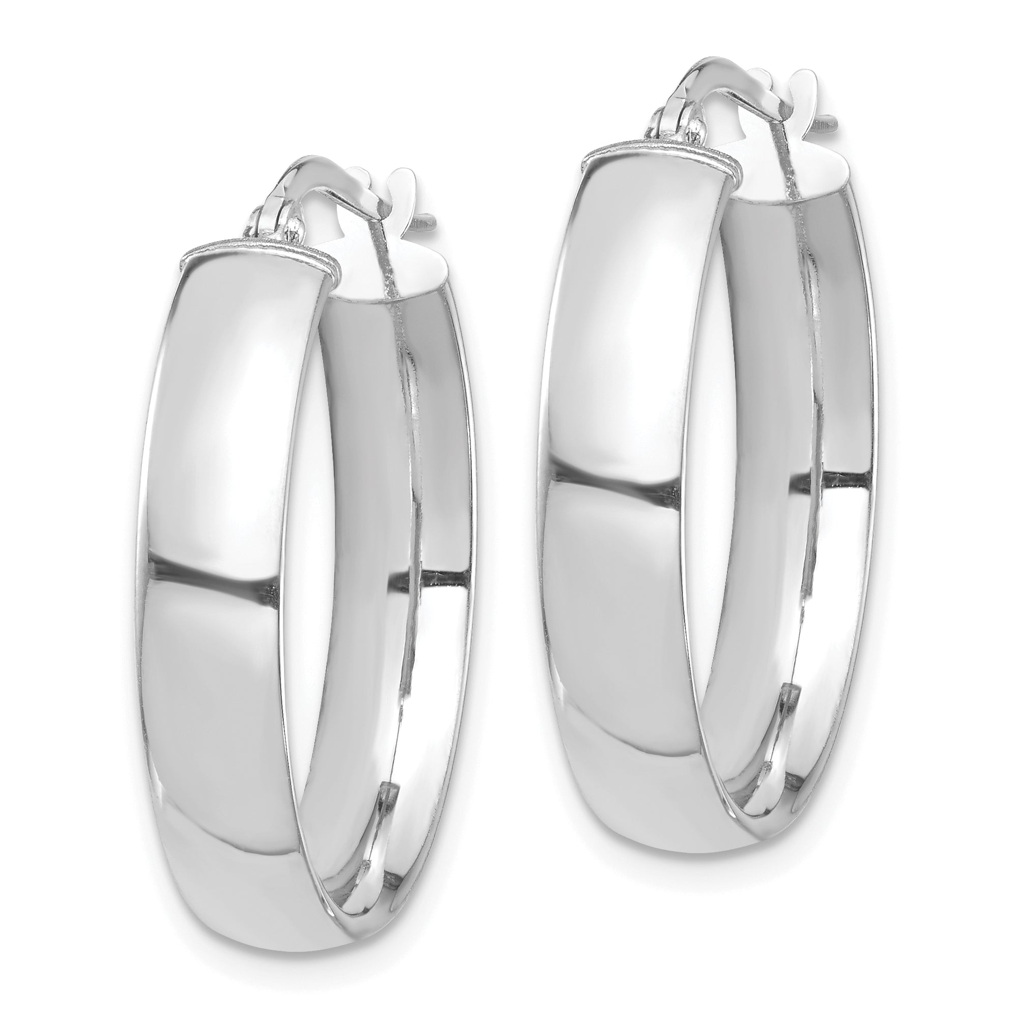 14k White Gold High Polished 5mm Hoop Earrings Secondary image