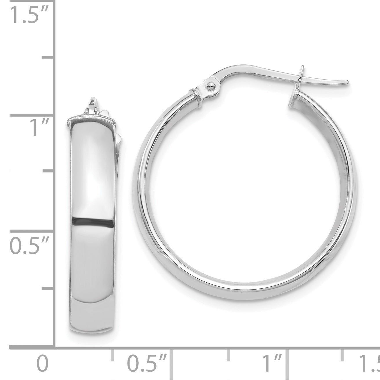 14k White Gold High Polished 5mm Hoop Earrings