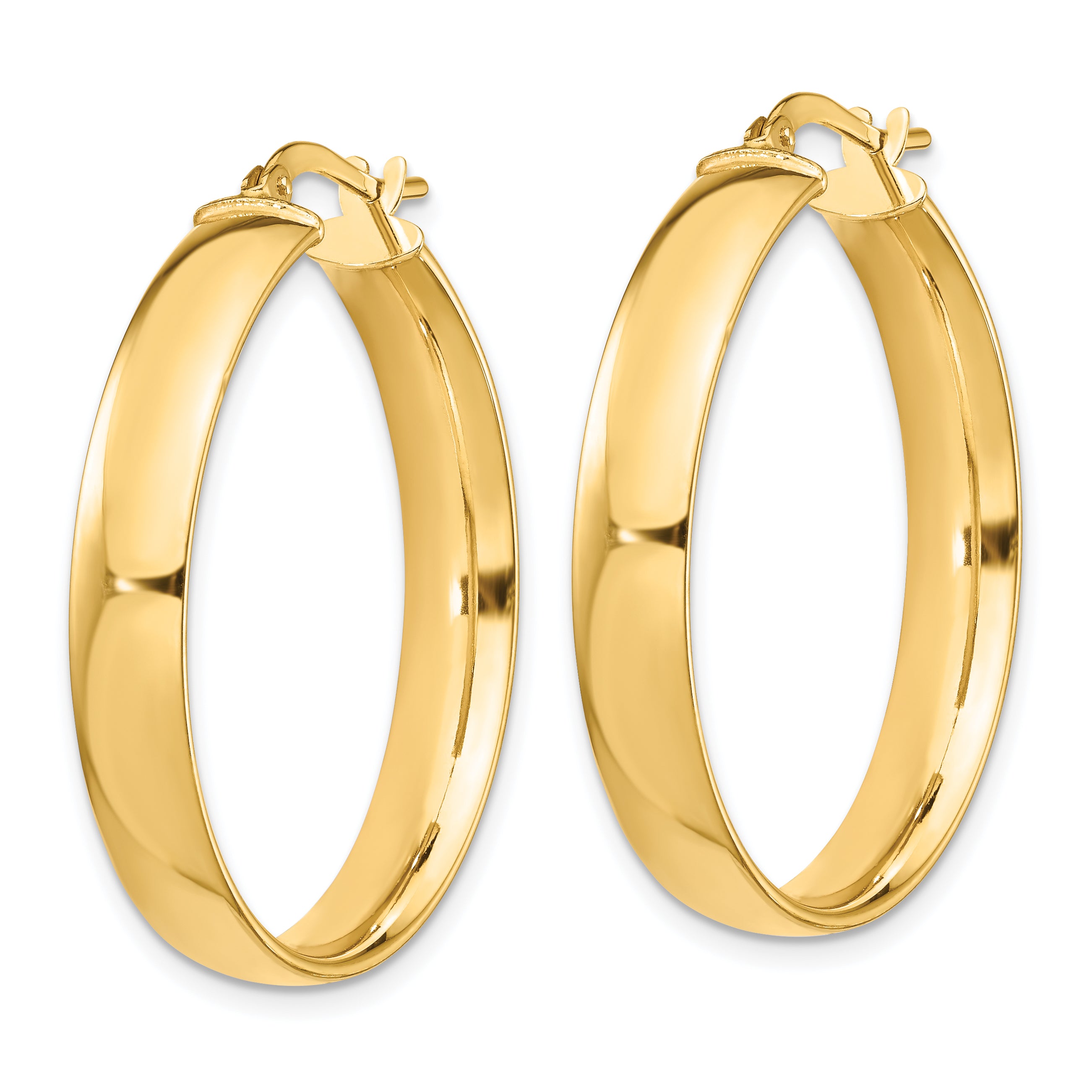 14k High Polished 5mm Hoop Earrings Secondary image