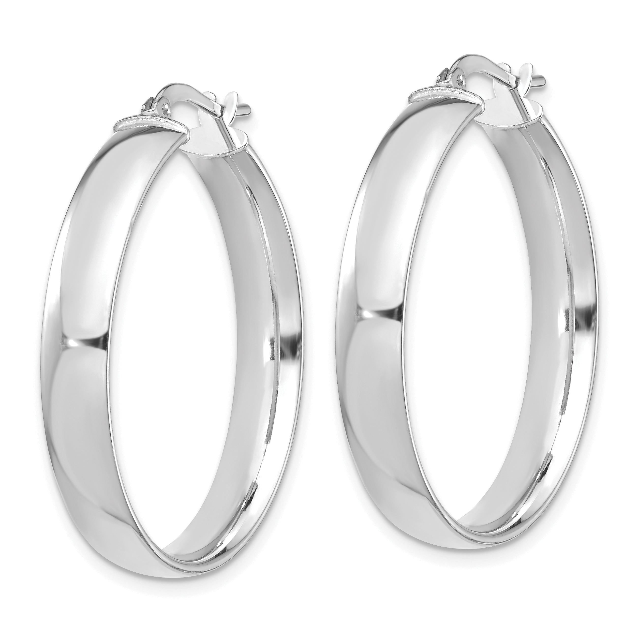 14k White Gold High Polished 5mm Hoop Earrings Secondary image