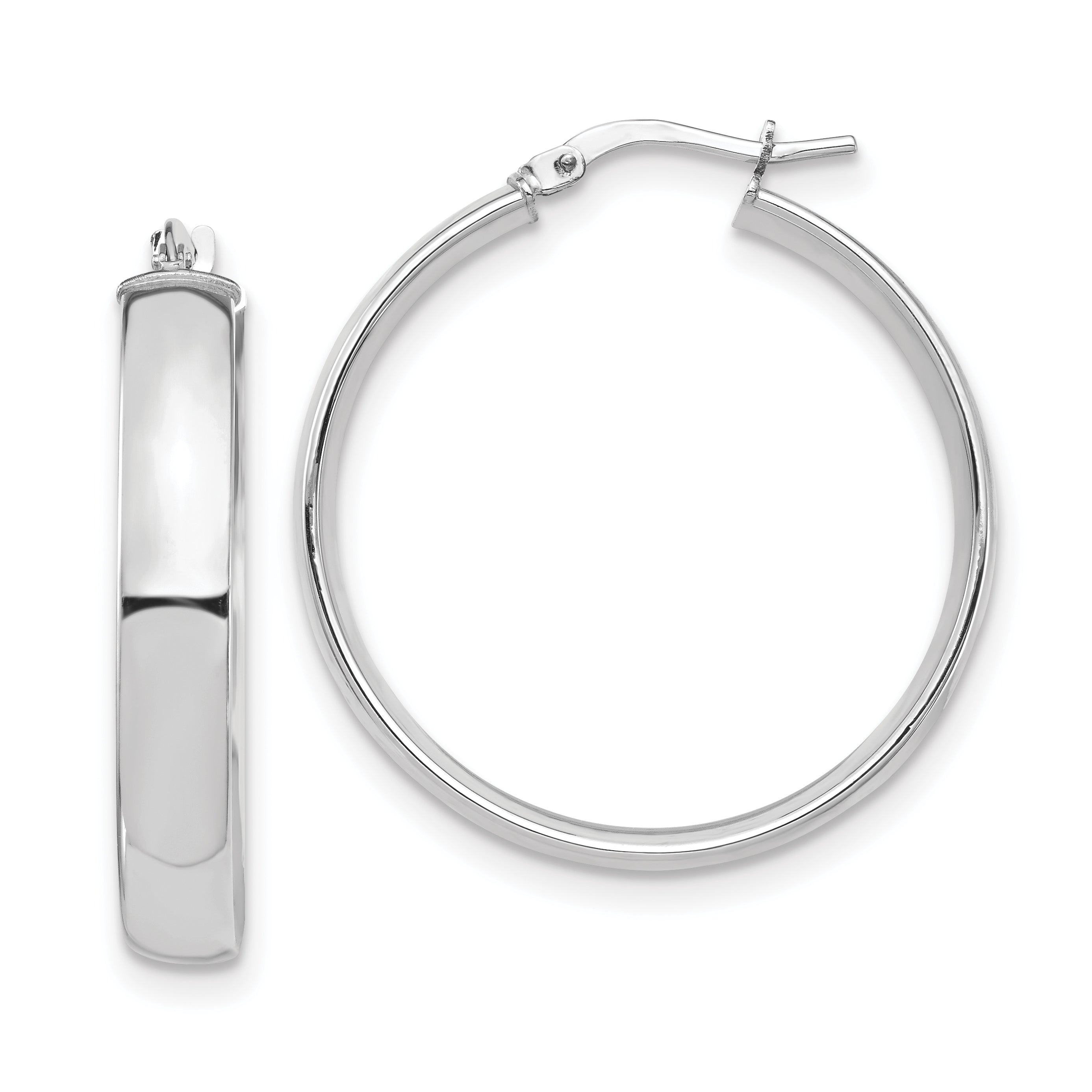 14k White Gold High Polished 5mm Hoop Earrings Main image