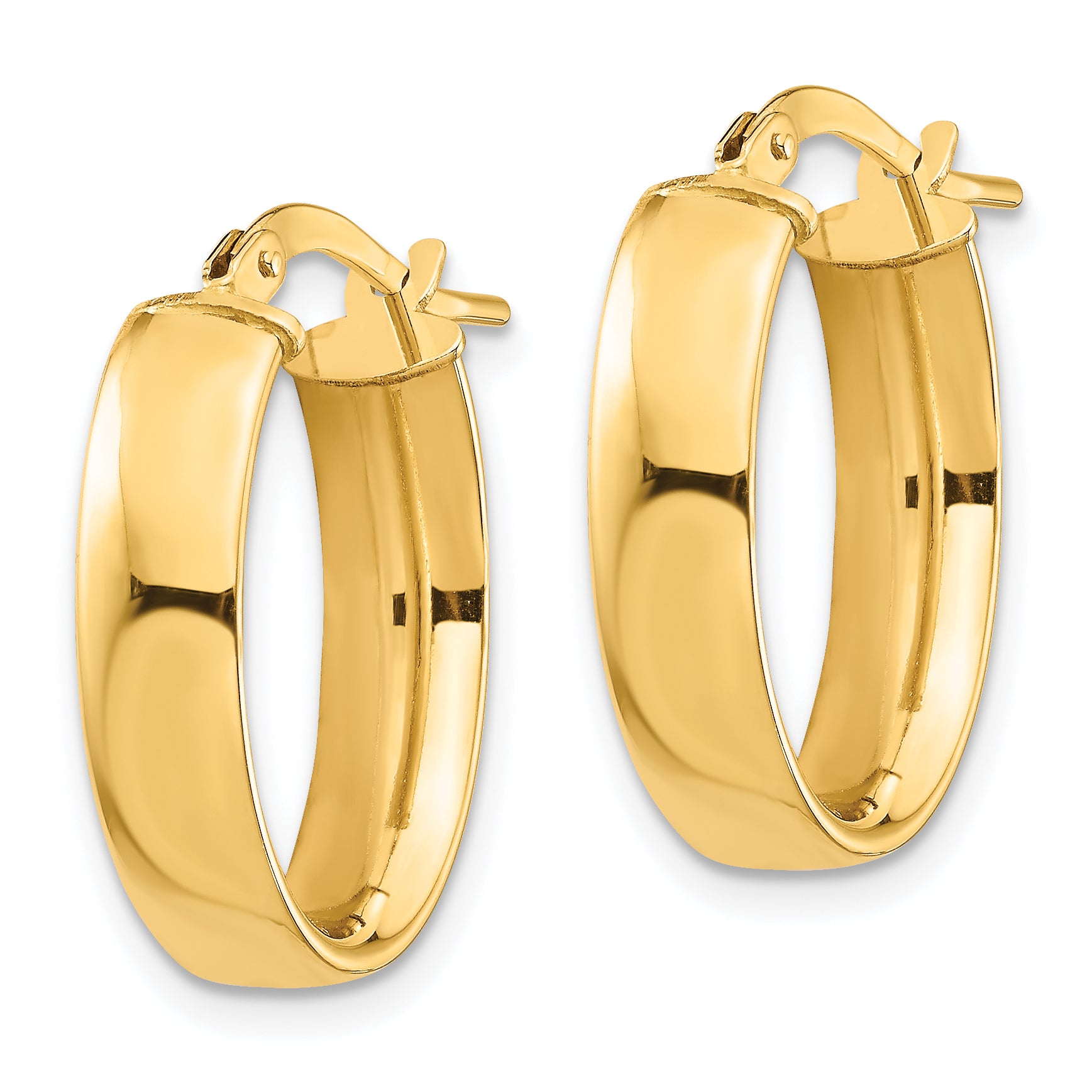 14k High Polished 5mm Oval Hoop Earrings Secondary image