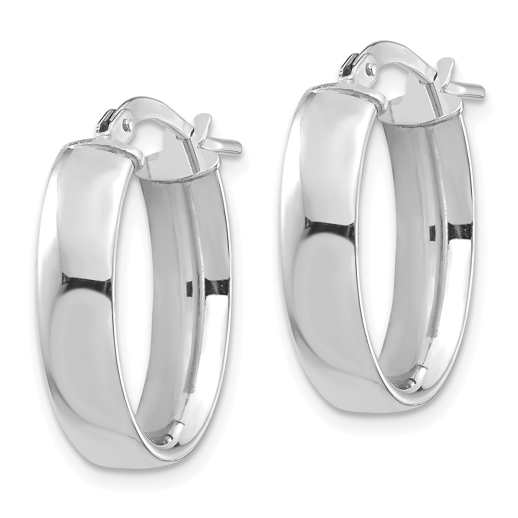 14k White Gold High Polished 5mm Oval Hoop Earrings Secondary image