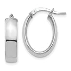 14k White Gold High Polished 5mm Oval Hoop Earrings