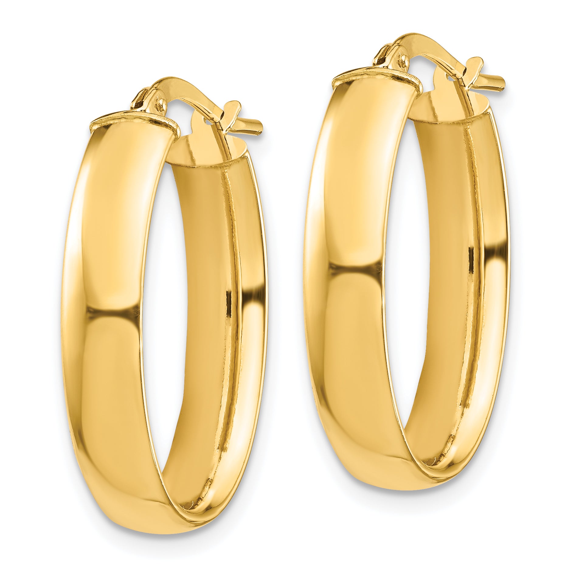 14k High Polished 5mm Oval Hoop Earrings Secondary image