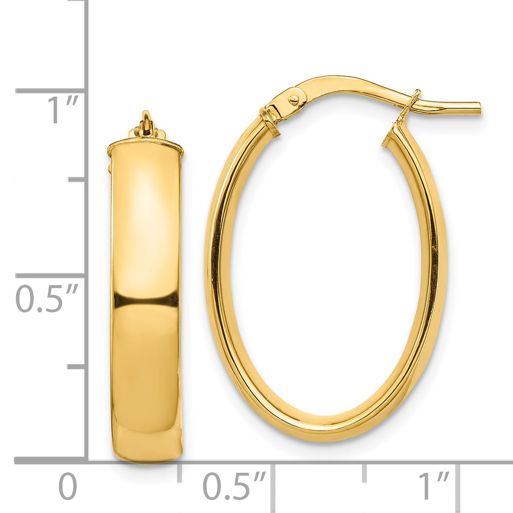 14k High Polished 5mm Oval Hoop Earrings