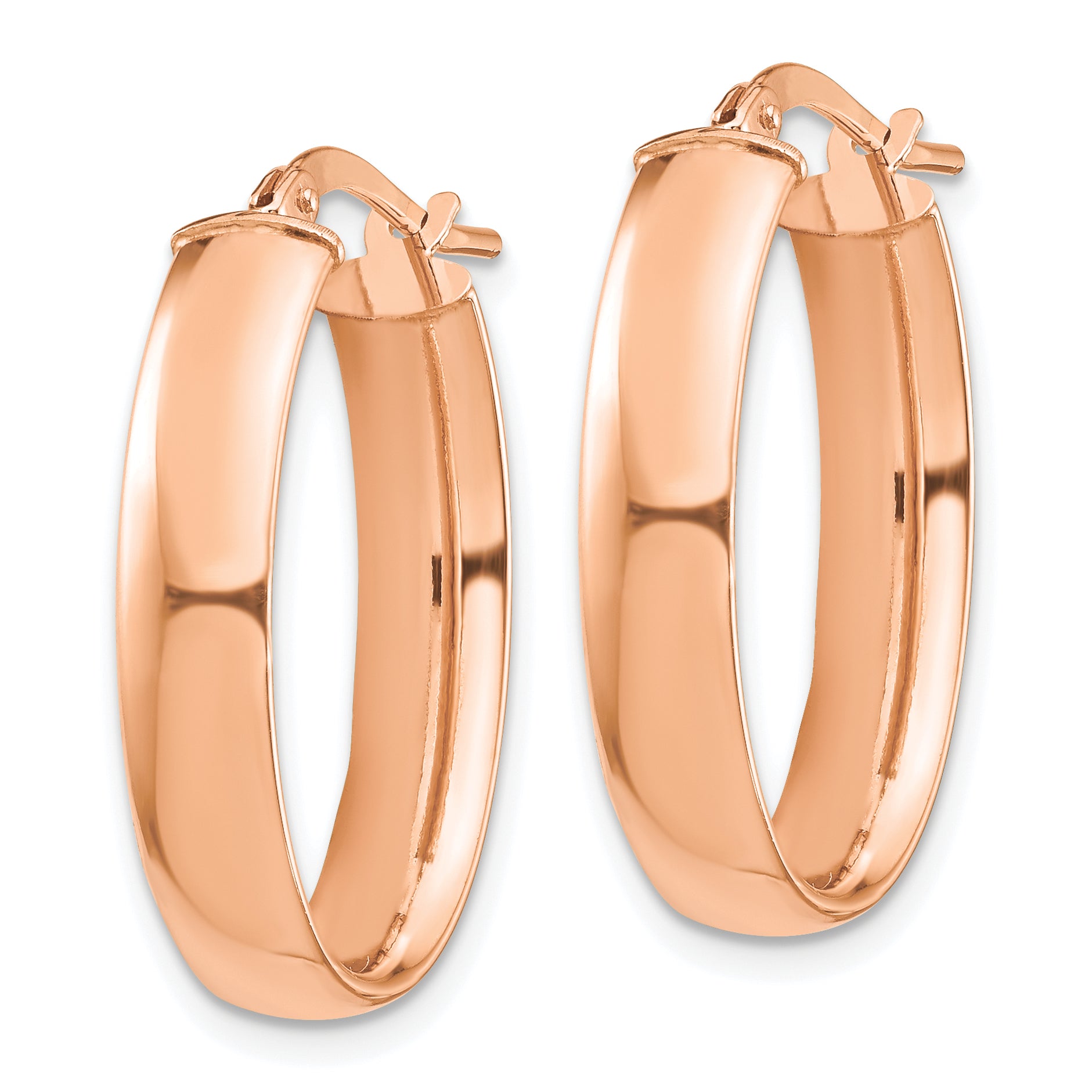 14k Rose Gold High Polished 5mm Oval Hoop Earrings Secondary image