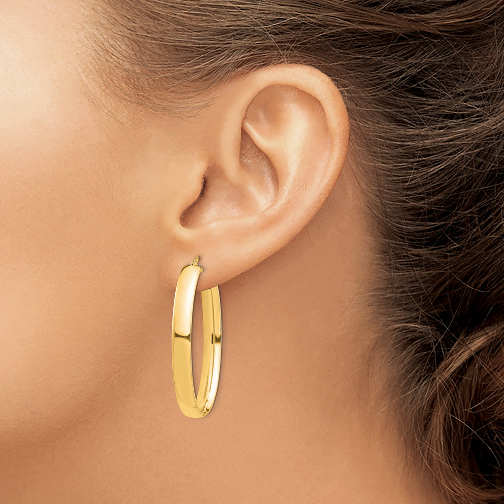 14k High Polished 5mm Oval Hoop Earrings