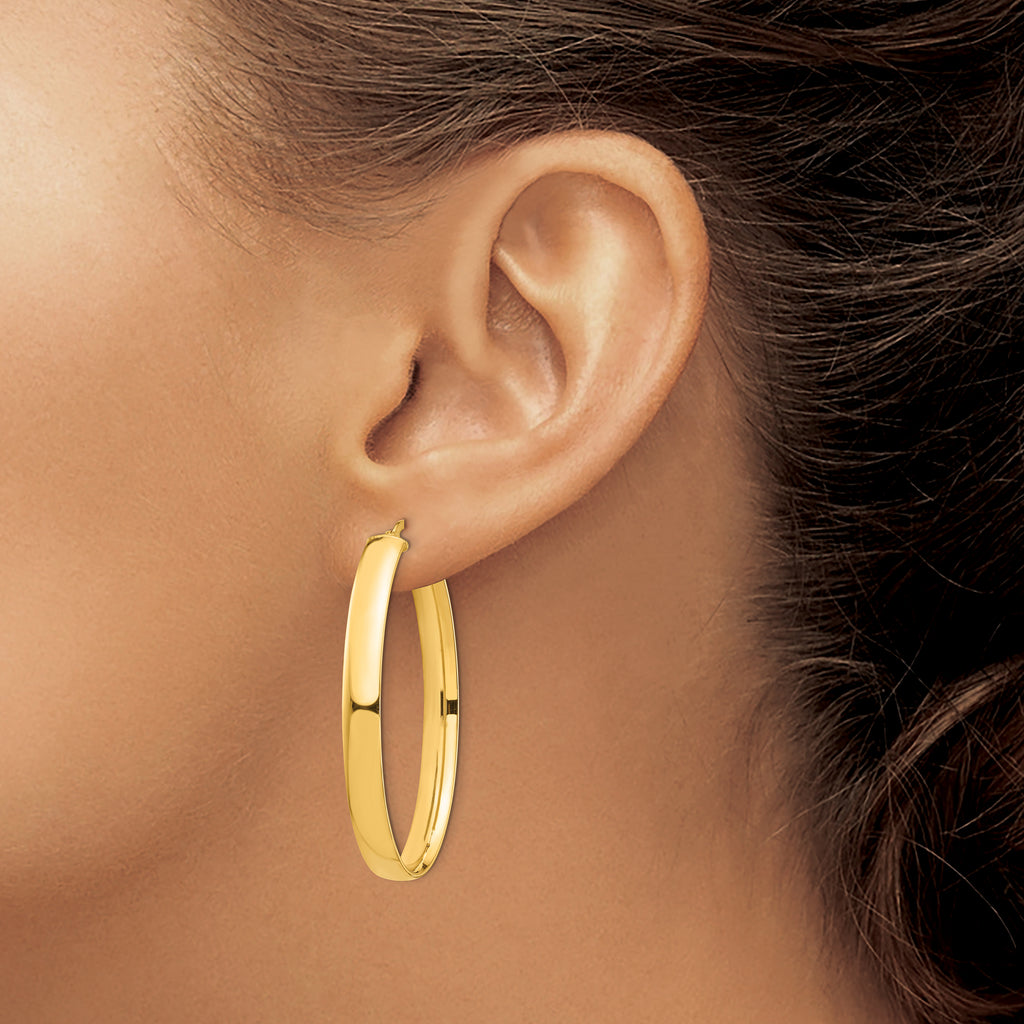 14k High Polished 5mm Oval Hoop Earrings