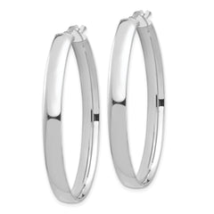 14k White Gold High Polished 5mm Oval Hoop Earrings