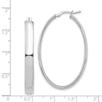 14k White Gold High Polished 5mm Oval Hoop Earrings