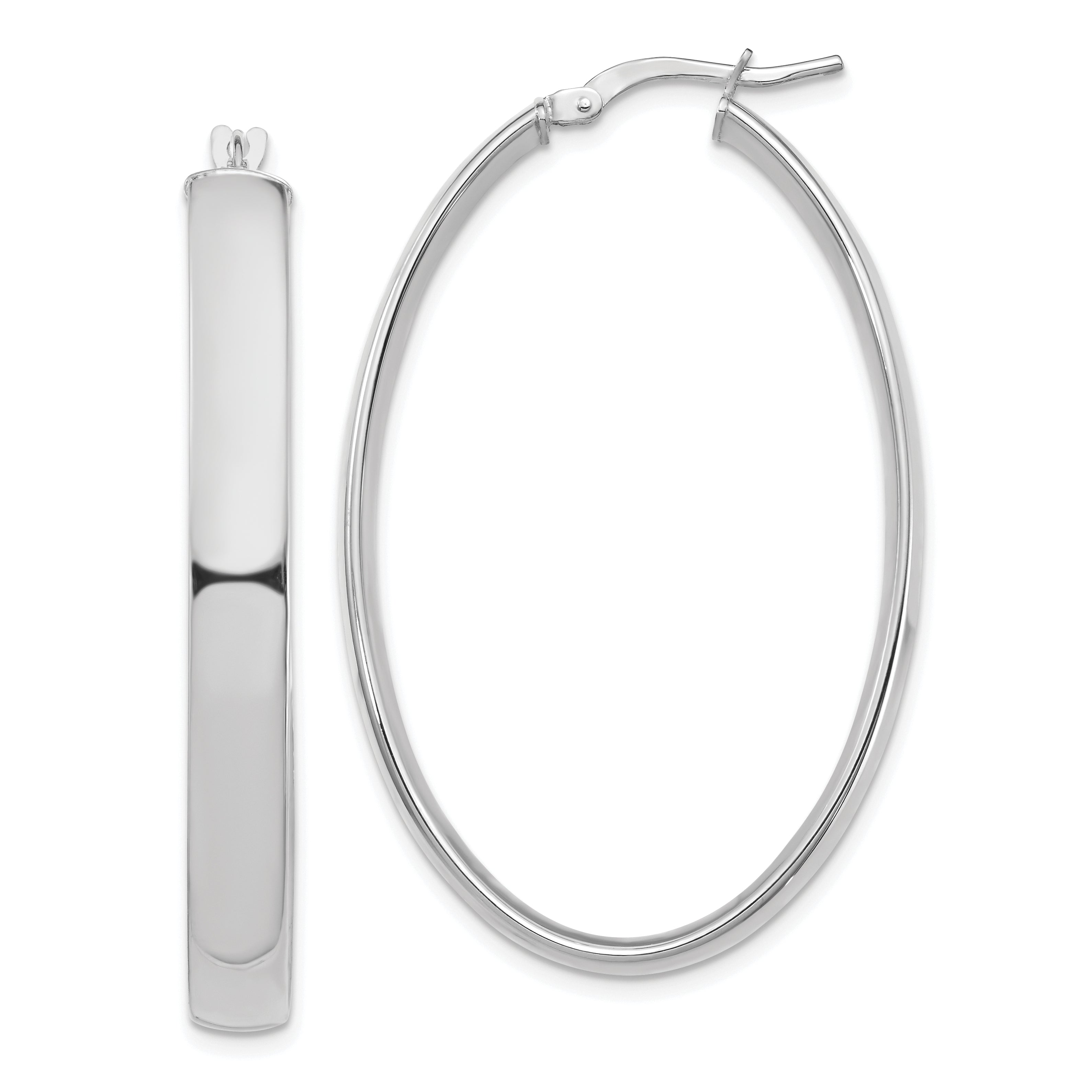 14k White Gold High Polished 5mm Oval Hoop Earrings Main image