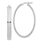 14k White Gold High Polished 5mm Oval Hoop Earrings