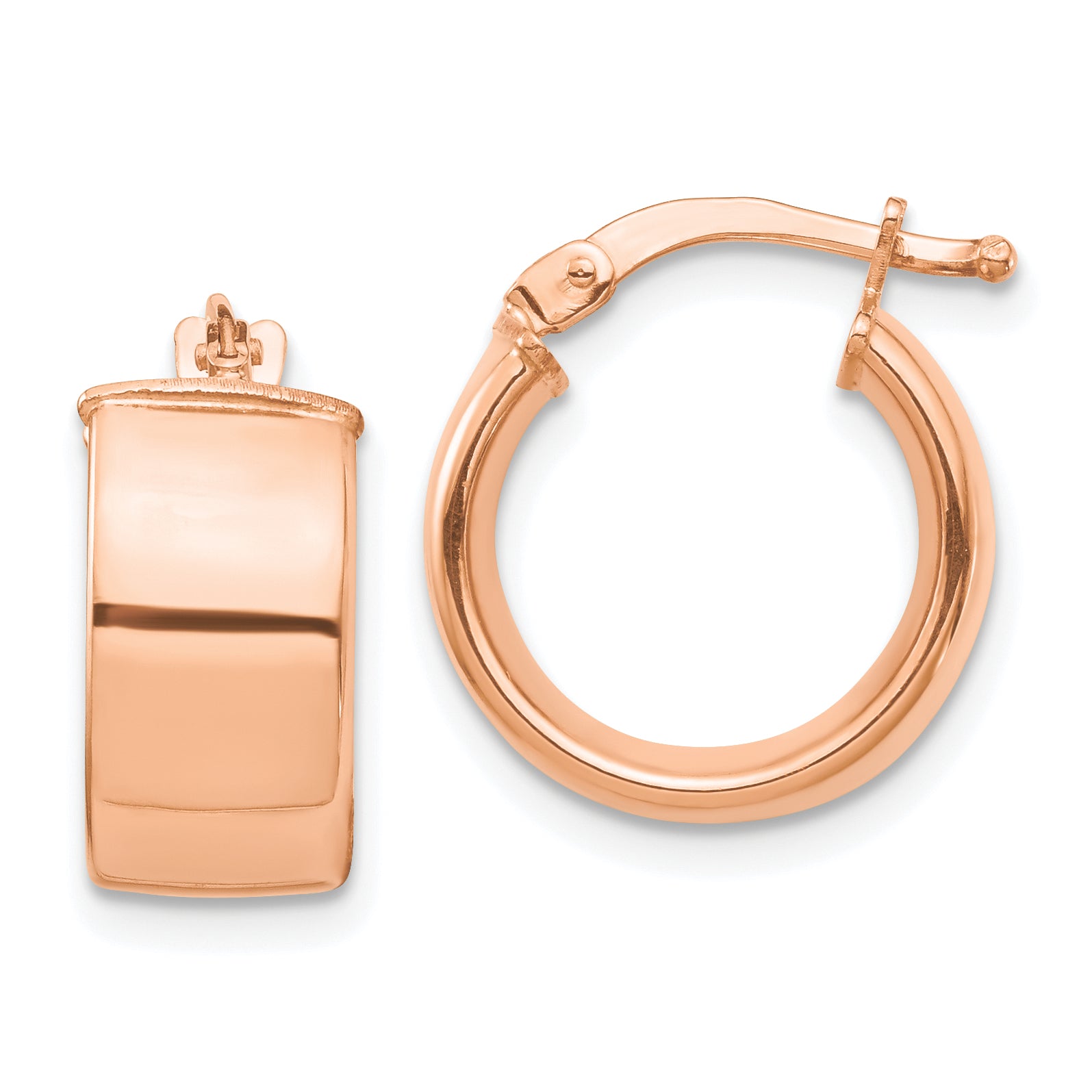 14k Rose Gold High Polished 7mm Hoop Earrings Main image